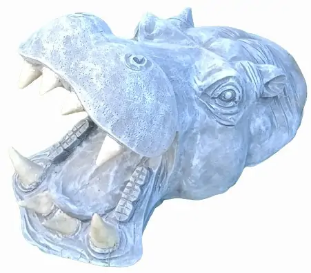 Artikelbild 3 des Artikels “Zuberi - Nilpferdkopf mit offenem Maul, 50cm L | Steinguss “